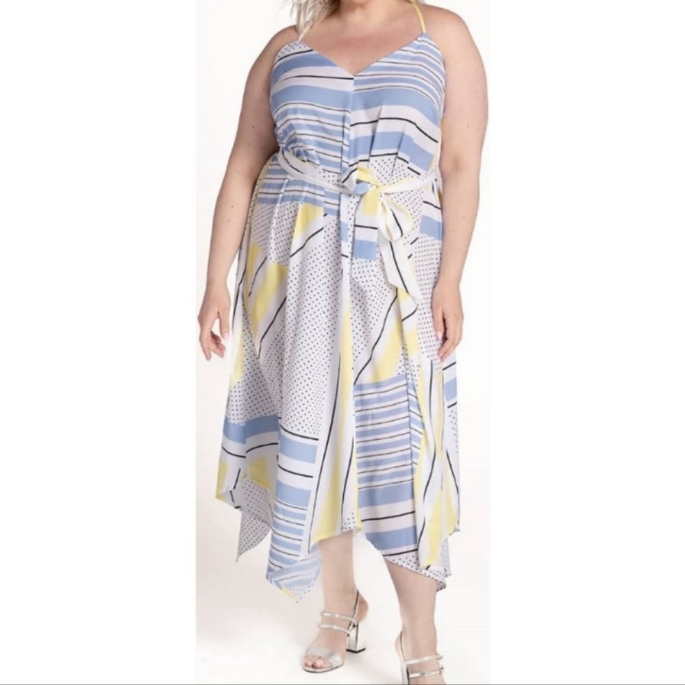 Eloquii Colorblocked Dress with Handkerchief Hem